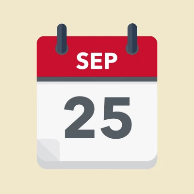 Calendar icon showing 25th September